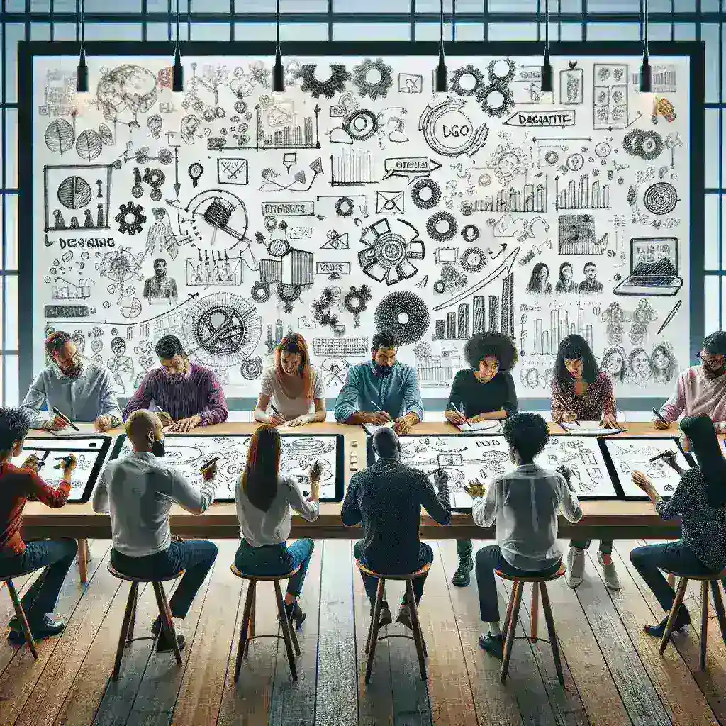 "Zoom live annotation tools for remote design workshops, showcasing a collaborative virtual whiteboard with participants actively engaging and annotating in real-time."